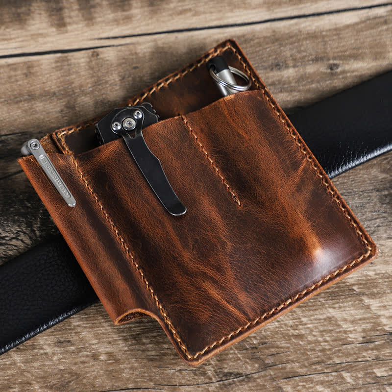 Borsa da cintura organizer tascabile EDC in pelle retrò - image 2