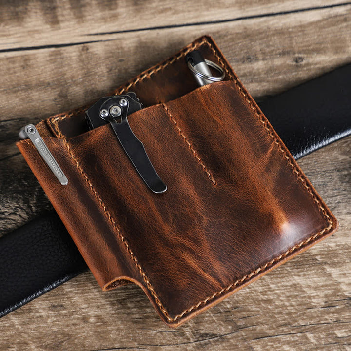 Borsa da cintura organizer tascabile EDC in pelle retrò - image 2