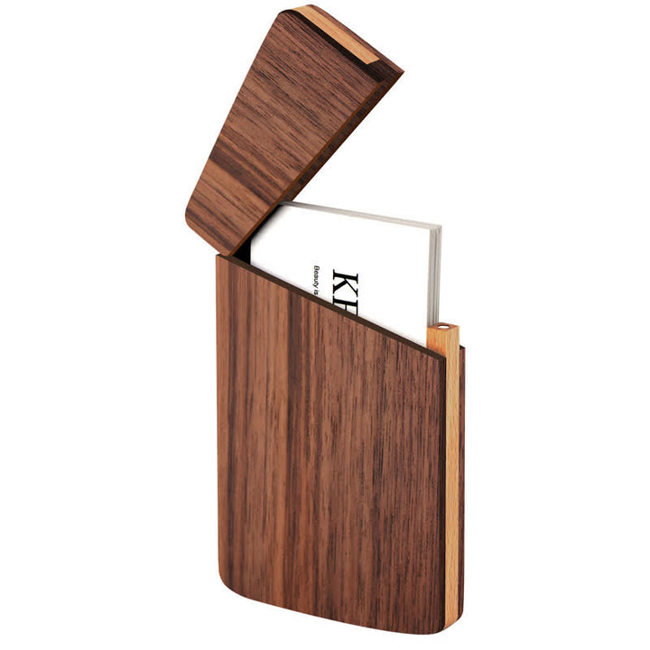 Porta biglietti da visita in legno con nome inciso personalizzato - Noce nera - image 3