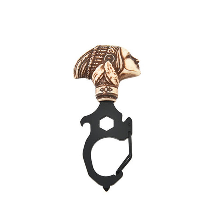 Pratico portachiavi a forma di testa di toro indiano con martello spezzatore - Testa indiana - Nero - image 10