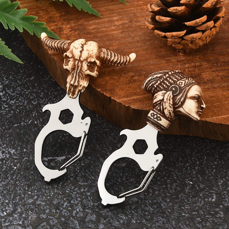 Pratico portachiavi a forma di testa di toro indiano con martello spezzatore - image 3