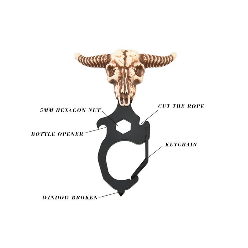 Pratico portachiavi a forma di testa di toro indiano con martello spezzatore - image 7