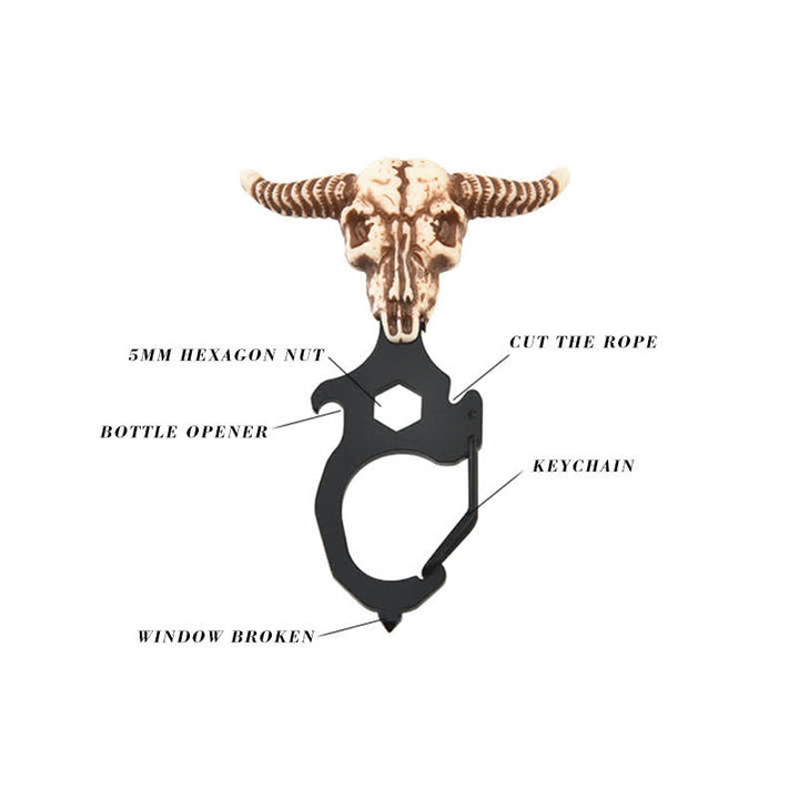 Pratico portachiavi a forma di testa di toro indiano con martello spezzatore - image 7