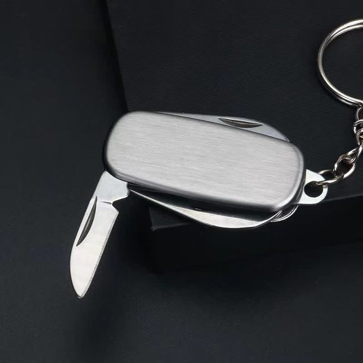 Portachiavi con coltello pieghevole compatto in argento e apribottiglie - image 3