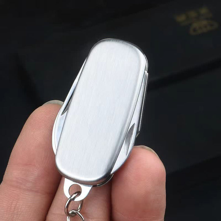 Portachiavi con coltello pieghevole compatto in argento e apribottiglie - image 8