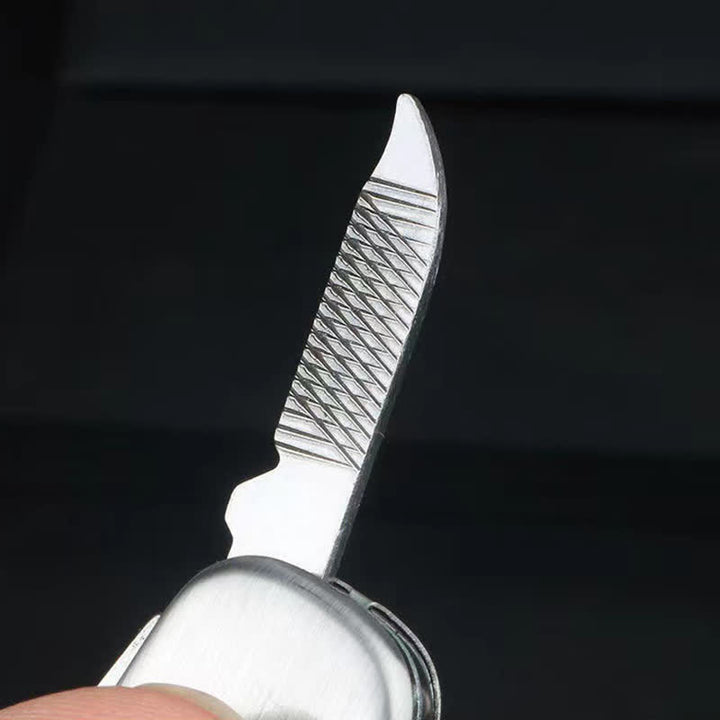 Portachiavi con coltello pieghevole compatto in argento e apribottiglie - image 4