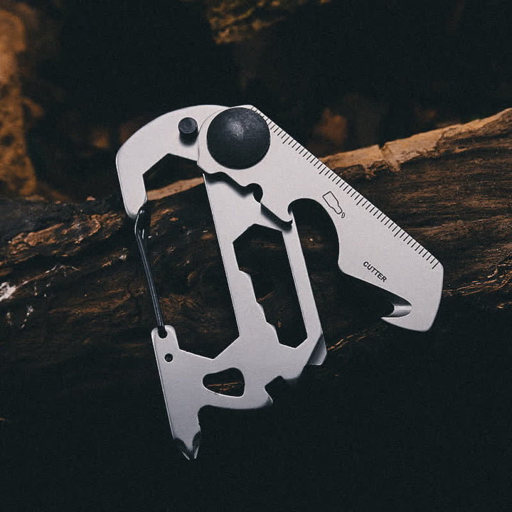 Portachiavi EDC con moschettone multiuso per arrampicata 7 in 1 - Argento - image 1