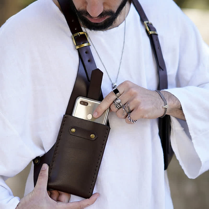 Borsa a tracolla doppia nascosta antifurto per esterni - Marrone scuro - image 1