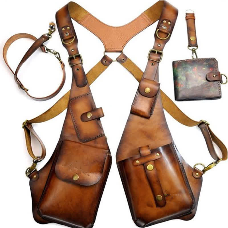 Portafoglio antifurto vintage con imbracatura, borsa a tracolla sottobraccio - image 1