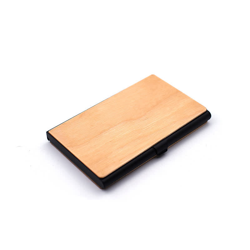Porta biglietti da visita in legno con nome inciso personalizzato - Ciliegia / Nero - image 12