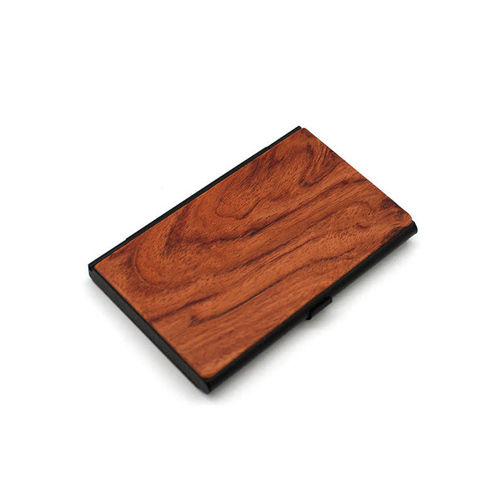 Porta biglietti da visita in legno con nome inciso personalizzato - Mandorla / Nero - image 14