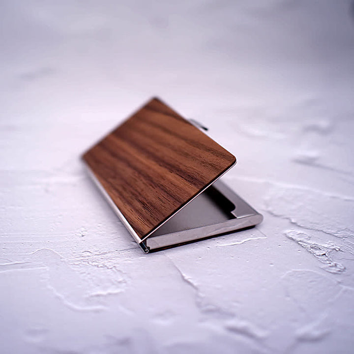 Porta biglietti da visita in legno con nome inciso personalizzato - image 7