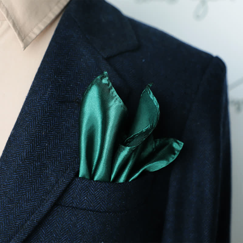 Fazzoletto da taschino semplice da uomo, tinta unita, per feste di matrimonio - Verde scuro - image 1