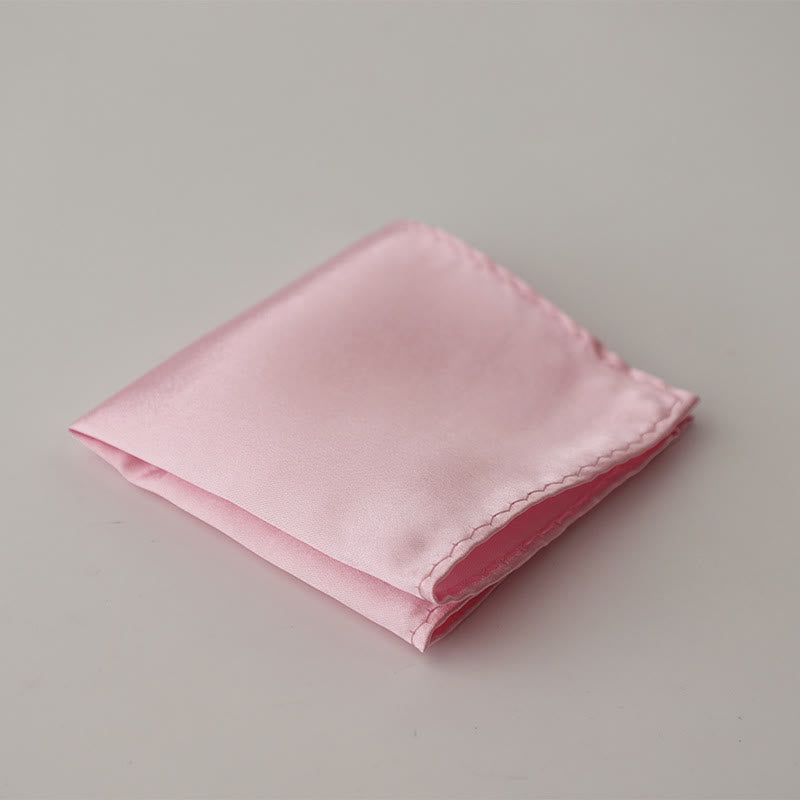 Fazzoletto da taschino semplice da uomo, tinta unita, per feste di matrimonio - Link Rosa - image 21