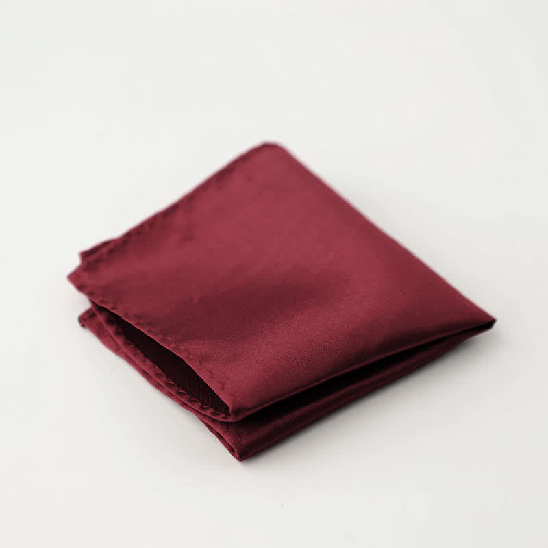 Fazzoletto da taschino semplice da uomo, tinta unita, per feste di matrimonio - Rosso scuro - image 13