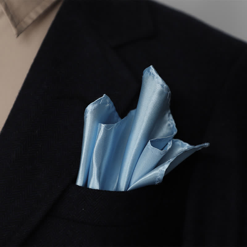 Fazzoletto da taschino semplice da uomo, tinta unita, per feste di matrimonio - Azzurro chiaro - image 28