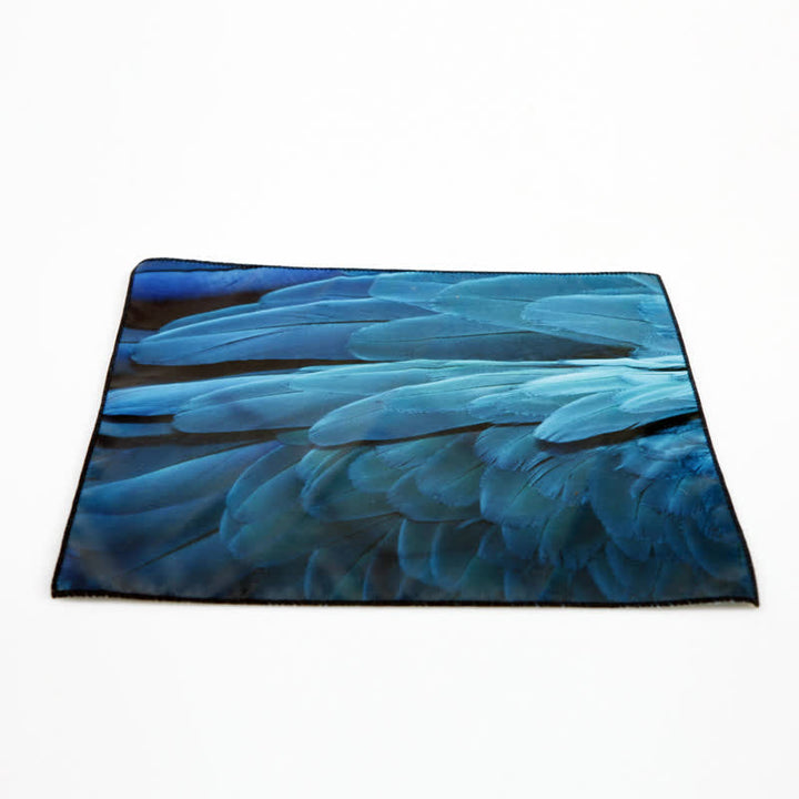 Fazzoletto da taschino di lusso da uomo con stampa di piume blu-verdi - image 5