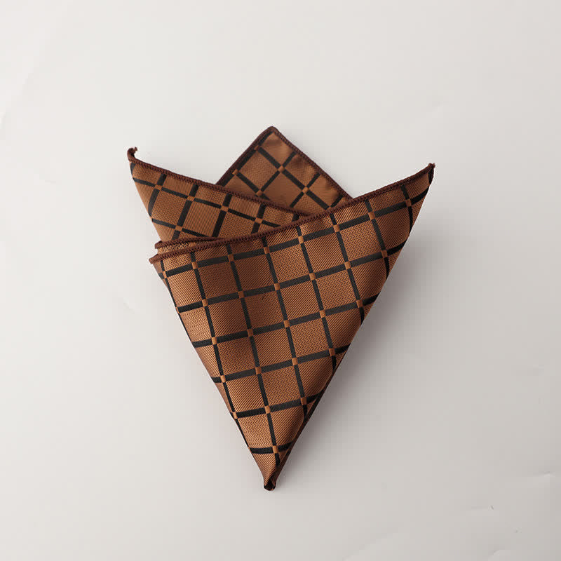 Fazzoletto da taschino da uomo con motivo a quadri in colori saturi retrò - Caffè - image 11