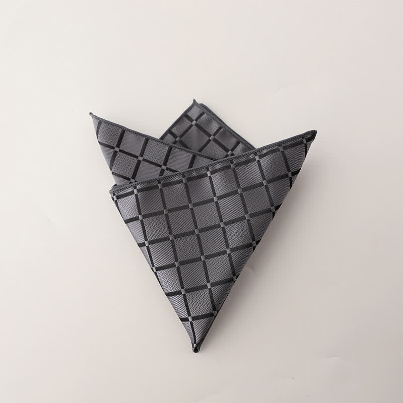 Fazzoletto da taschino da uomo con motivo a quadri in colori saturi retrò - Grigio - image 13