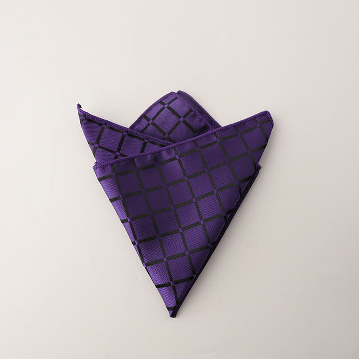 Fazzoletto da taschino da uomo con motivo a quadri in colori saturi retrò - Viola - image 7