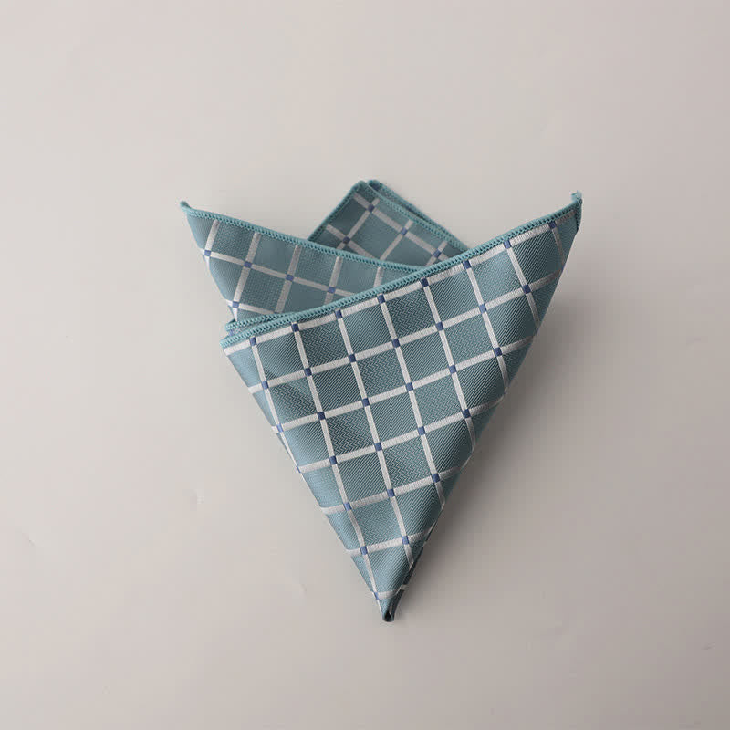 Fazzoletto da taschino da uomo con motivo a quadri in colori saturi retrò - Azzurro cielo - image 3
