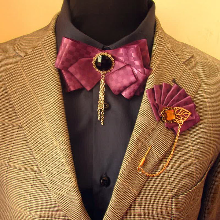 Set di 2 papillon con motivo a quadri e spille - image 8