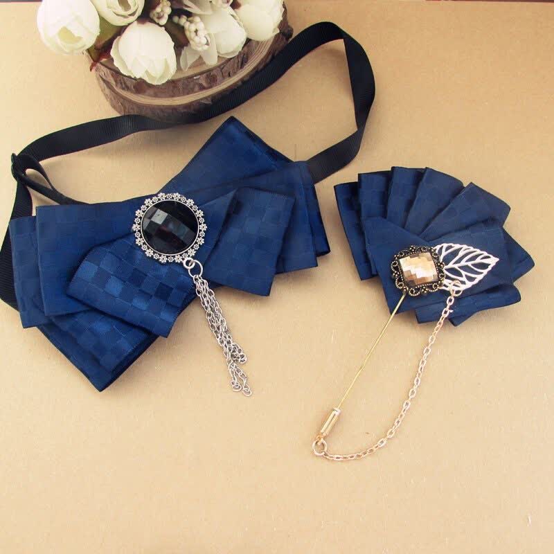 Set di 2 papillon con motivo a quadri e spille - Marina - image 5