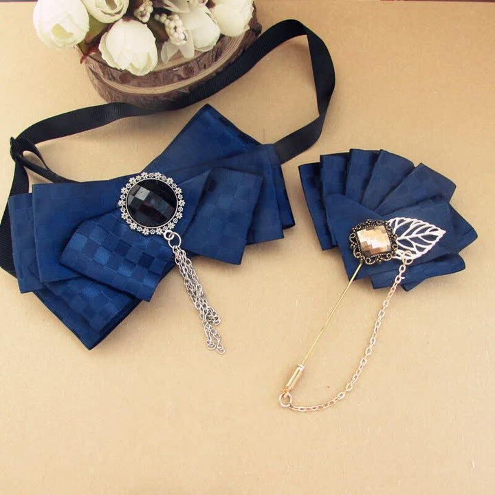 Set di 2 papillon con motivo a quadri e spille - Marina - image 5