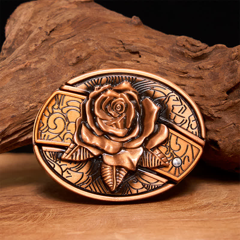 Cintura in pelle con coltello pieghevole nascosto in bronzo rosso fai da te da uomo - Rosa - Senza cintura - Cintura non inclusa - image 1