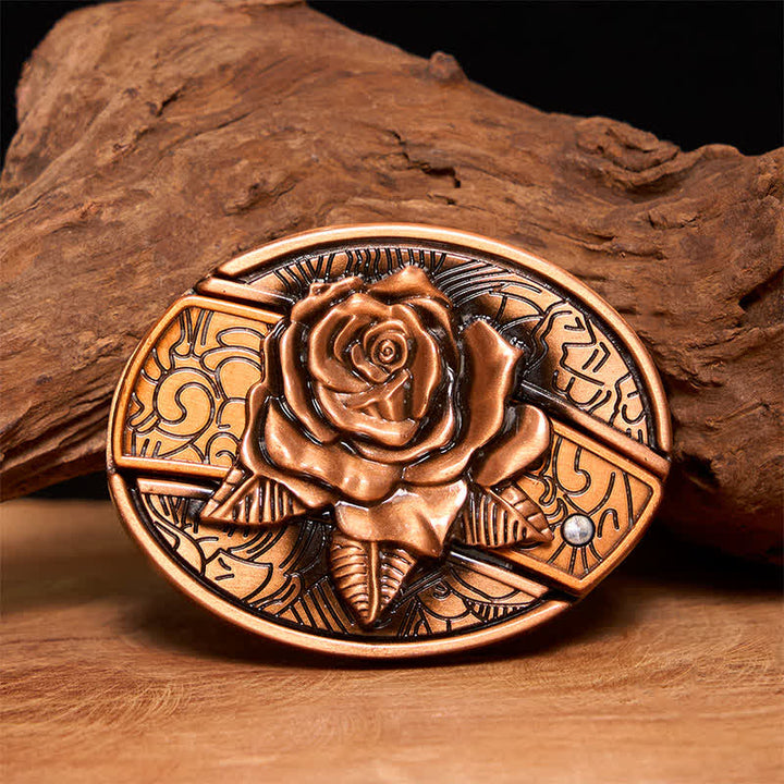 Cintura in pelle con coltello pieghevole nascosto in bronzo rosso fai da te da uomo - Rosa - Senza cintura - Cintura non inclusa - image 1