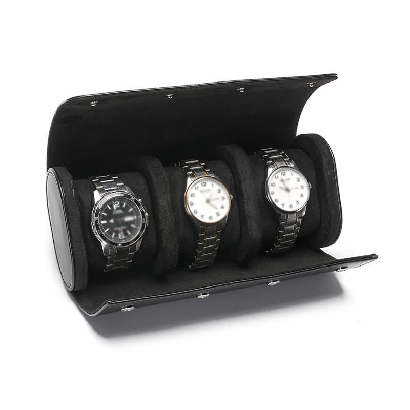 Custodia da viaggio in pelle per orologio con iniziali personalizzate - 3 posizioni - Nero - image 11