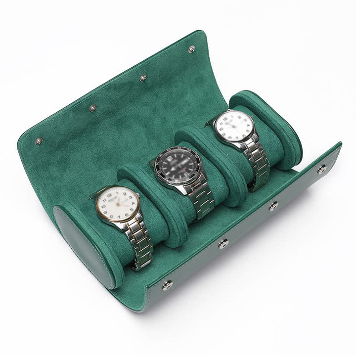 Custodia da viaggio in pelle per orologio con iniziali personalizzate - 3 posizioni - Verde - image 17