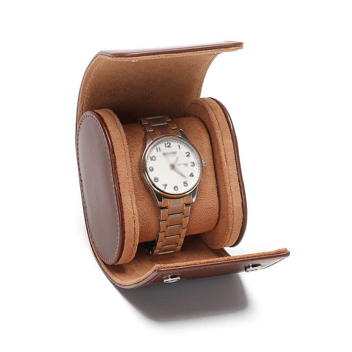Custodia da viaggio in pelle per orologio con iniziali personalizzate - 1-Posizione - Marrone - image 3