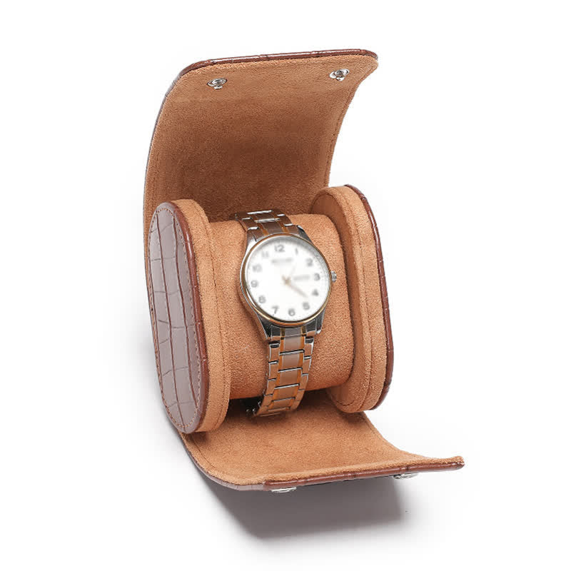 Custodia da viaggio in pelle per orologio con iniziali personalizzate - 1-Posizione - Stampa alligatore marrone - image 21