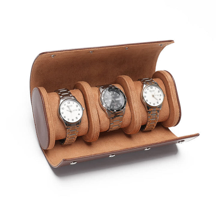 Custodia da viaggio in pelle per orologio con iniziali personalizzate - 3 posizioni - Marrone - image 8