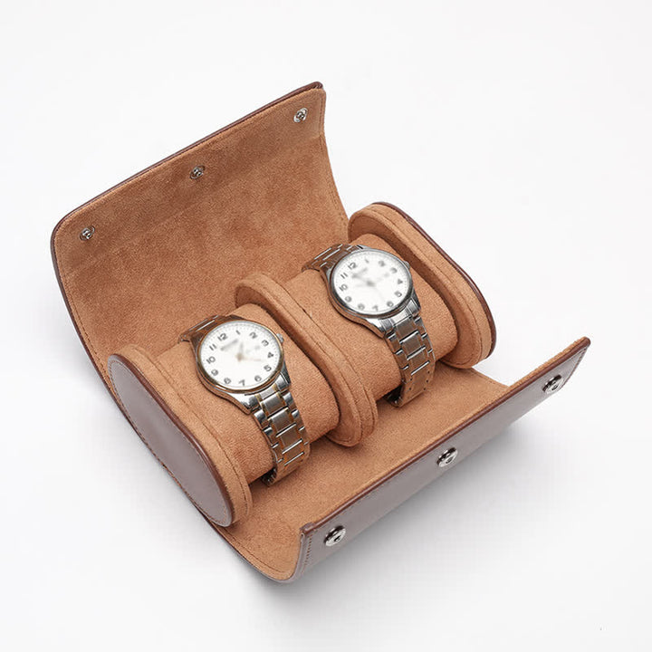 Custodia da viaggio in pelle per orologio con iniziali personalizzate - 2-Posizione - Marrone - image 7