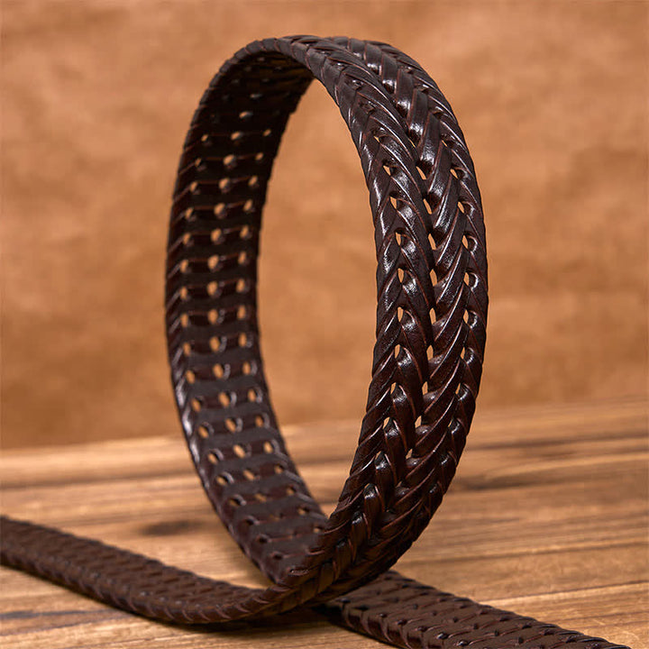 Cintura in pelle intrecciata a mano casual da uomo - image 15