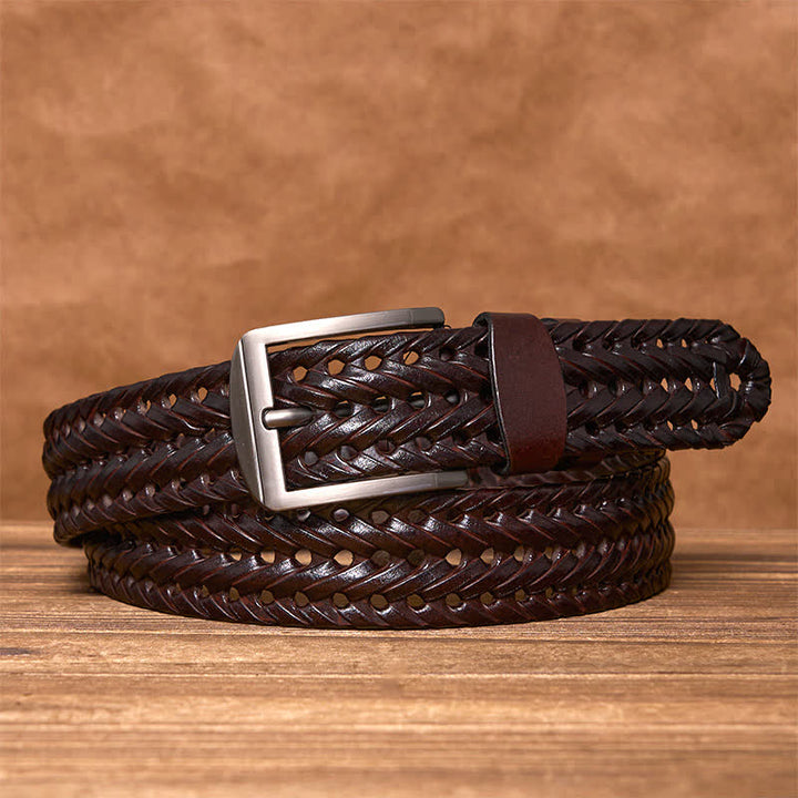 Cintura in pelle intrecciata a mano casual da uomo - image 12