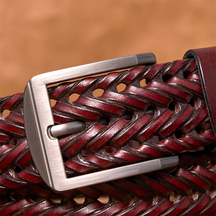 Cintura in pelle intrecciata a mano casual da uomo - image 17