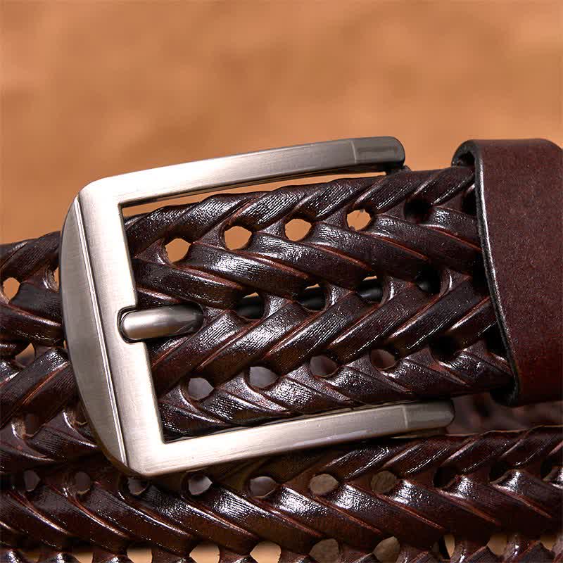 Cintura in pelle intrecciata a mano casual da uomo - image 13