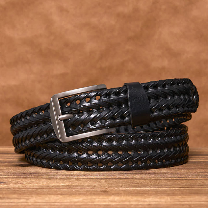 Cintura in pelle intrecciata a mano casual da uomo - image 7