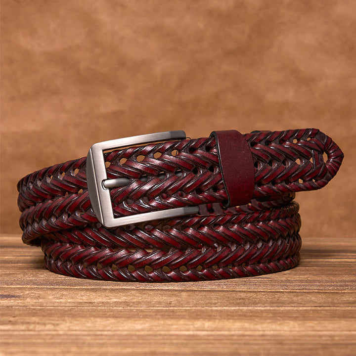 Cintura in pelle intrecciata a mano casual da uomo - image 17