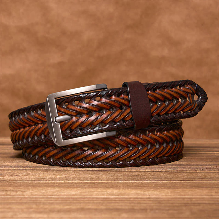 Cintura in pelle intrecciata a mano casual da uomo - image 22