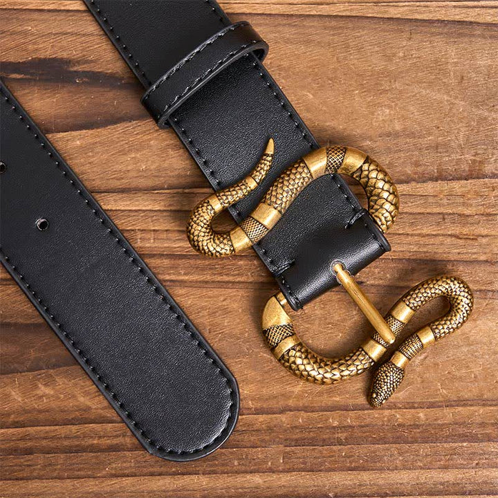 Cintura da uomo in pelle con fibbia a serpente in bronzo punk streetwear - image 3