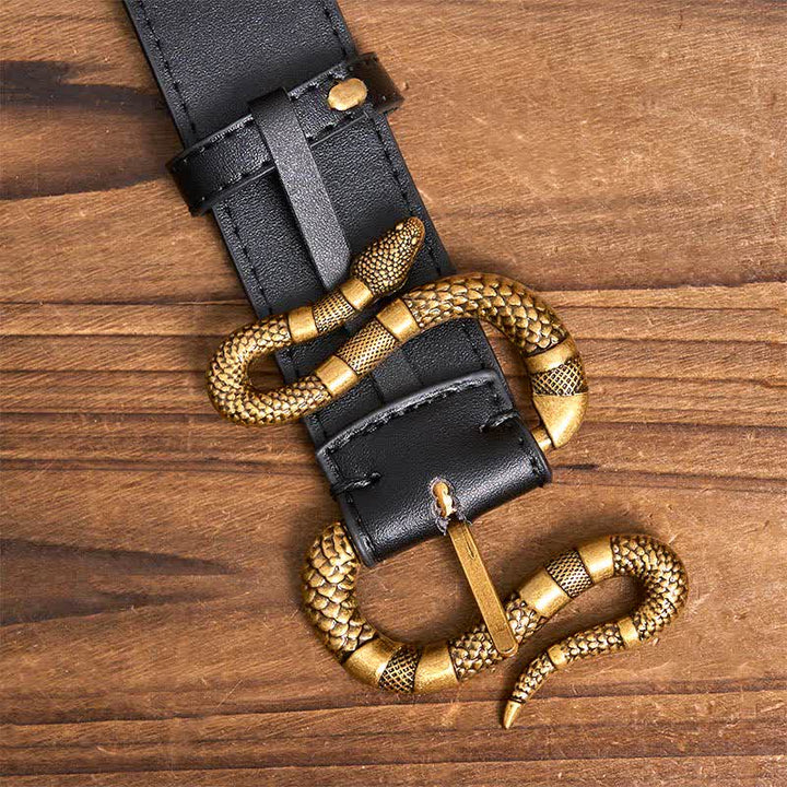 Cintura da uomo in pelle con fibbia a serpente in bronzo punk streetwear - image 4