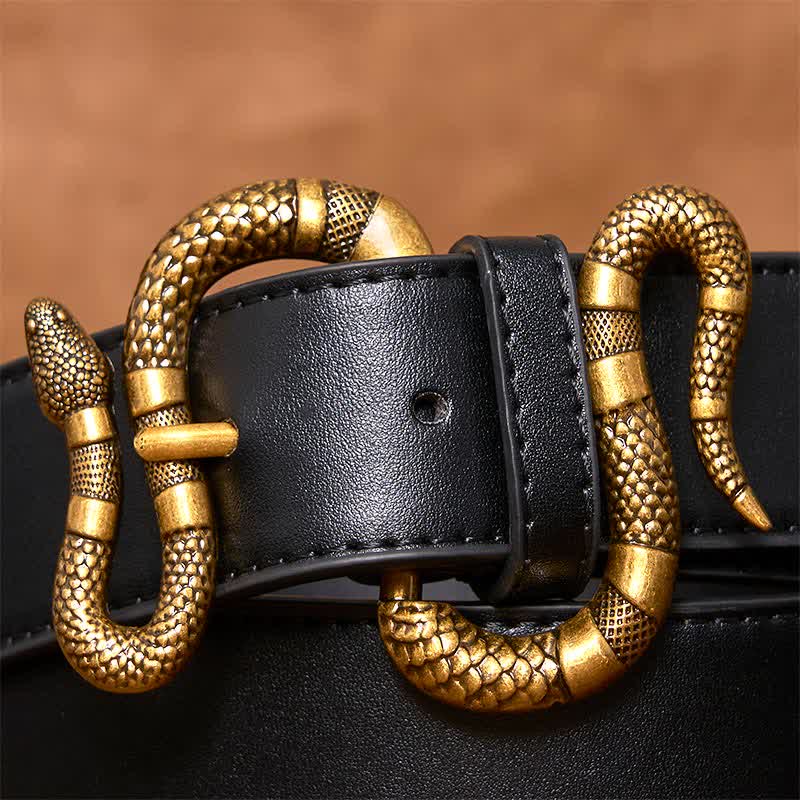 Cintura da uomo in pelle con fibbia a serpente in bronzo punk streetwear - image 2