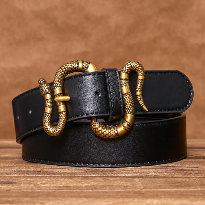 Cintura da uomo in pelle con fibbia a serpente in bronzo punk streetwear - image 1