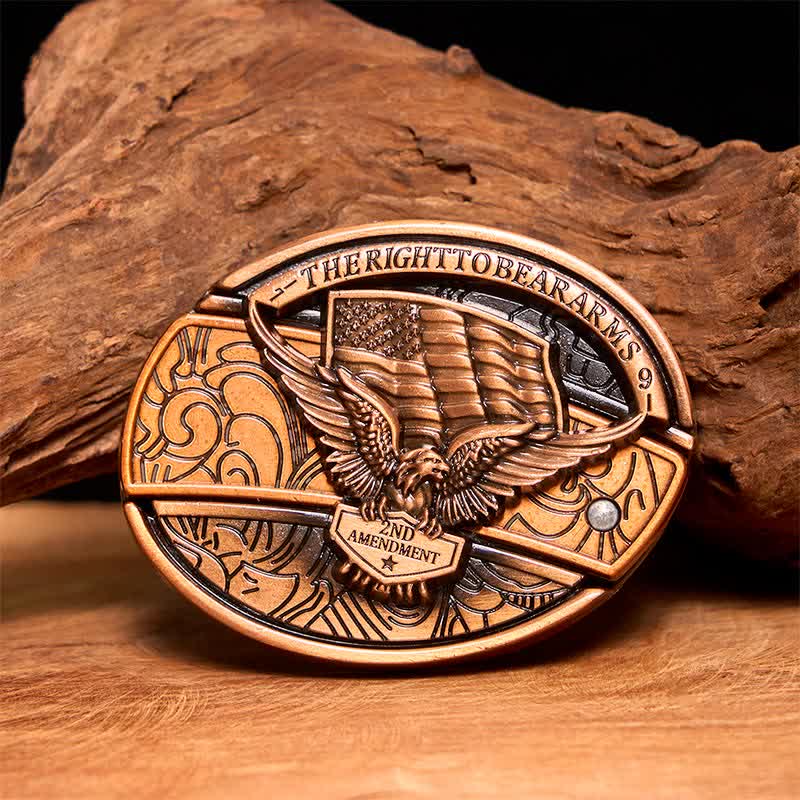 Cintura in pelle con coltello pieghevole nascosto con bandiera USA e aquila in bronzo rosso fai da te da uomo - Aquila - Senza cintura - Cintura non inclusa - image 1