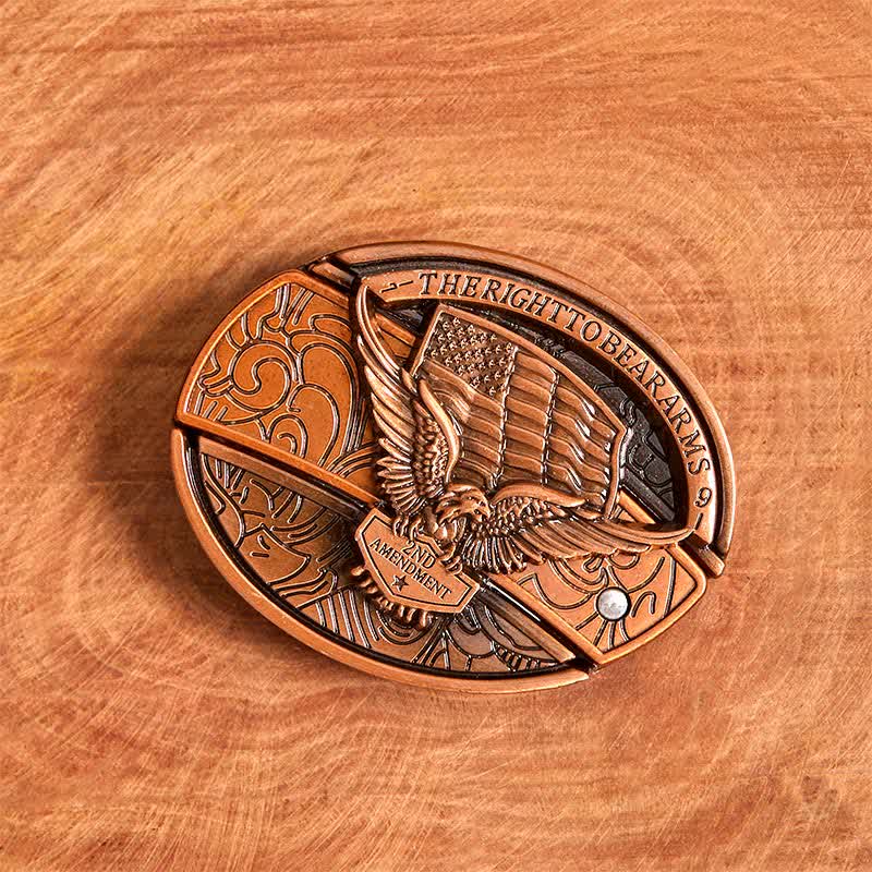 Cintura in pelle con coltello pieghevole nascosto con bandiera USA e aquila in bronzo rosso fai da te da uomo - image 3