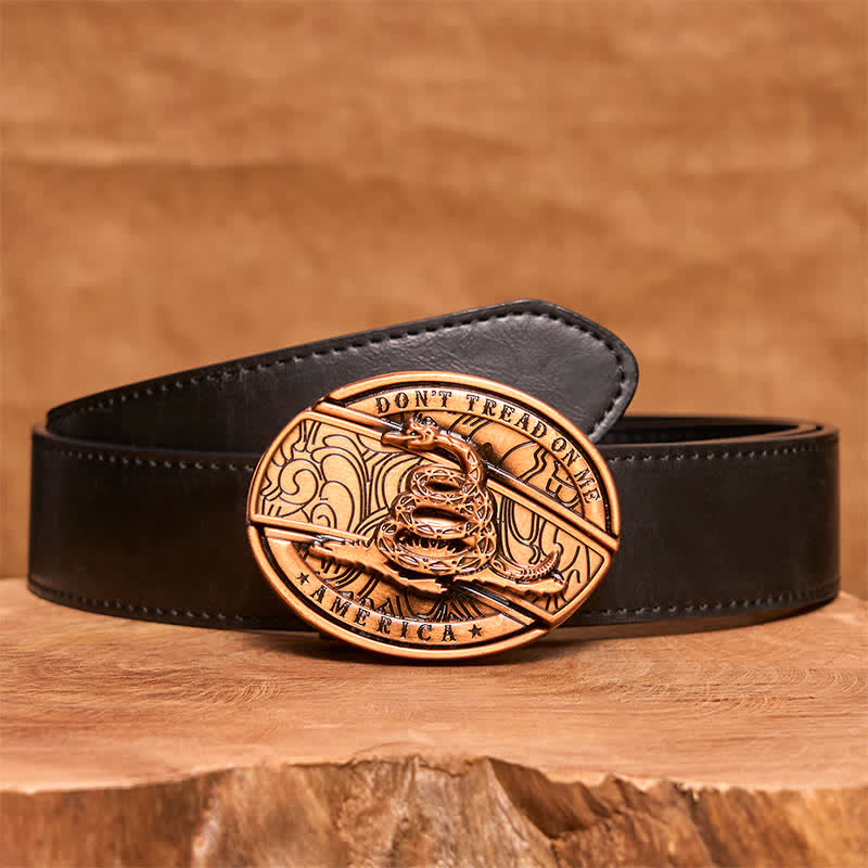 Cintura in pelle con coltello pieghevole nascosto in bronzo rosso fai da te da uomo - Serpente - Cintura nera in PU - 42 - image 5